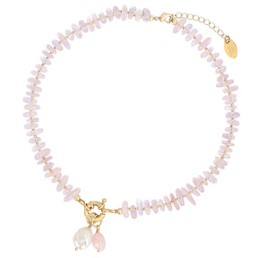 Rosenquarz Charm Halskette