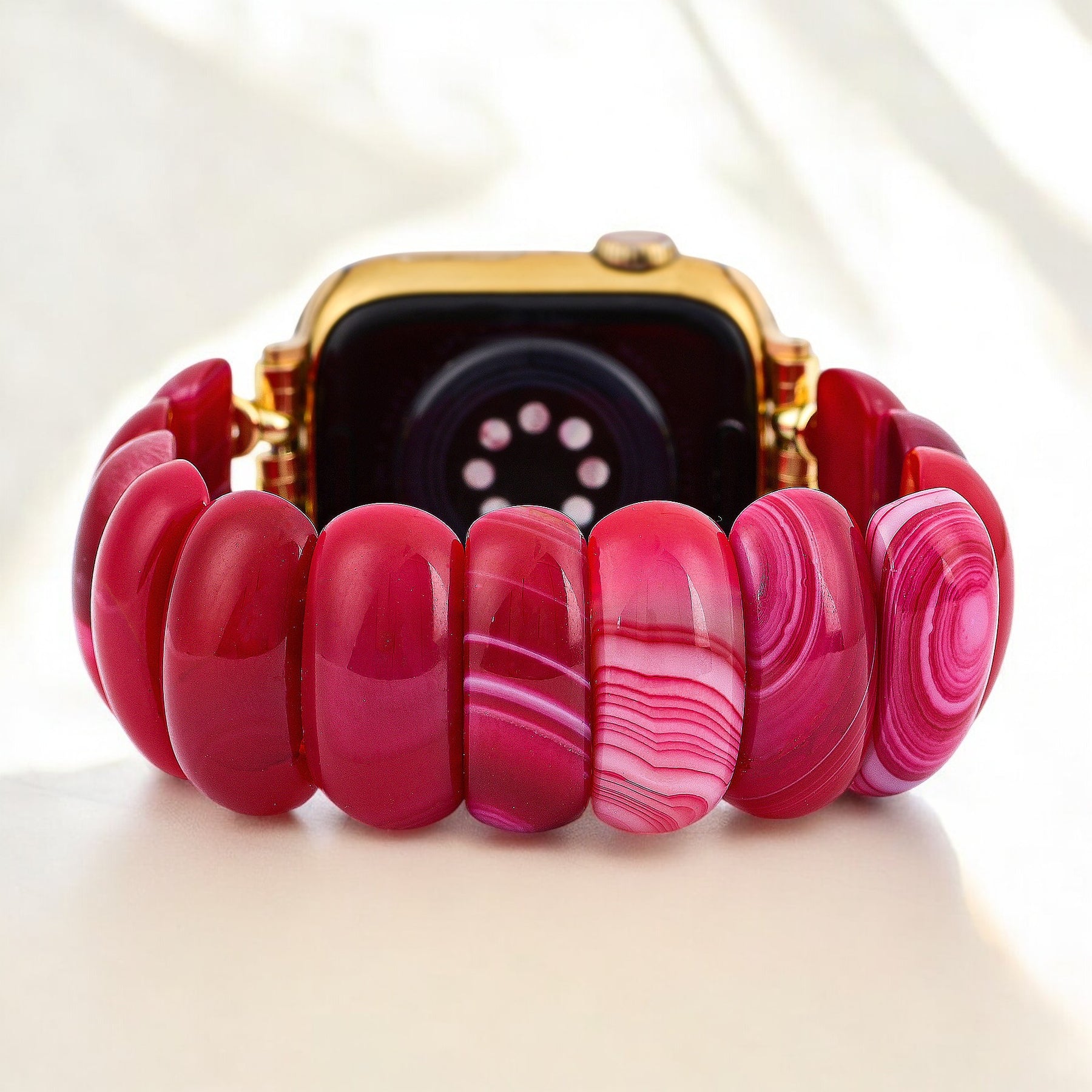 Crimson Mirage Achat Stretch Apple Watch Armband
