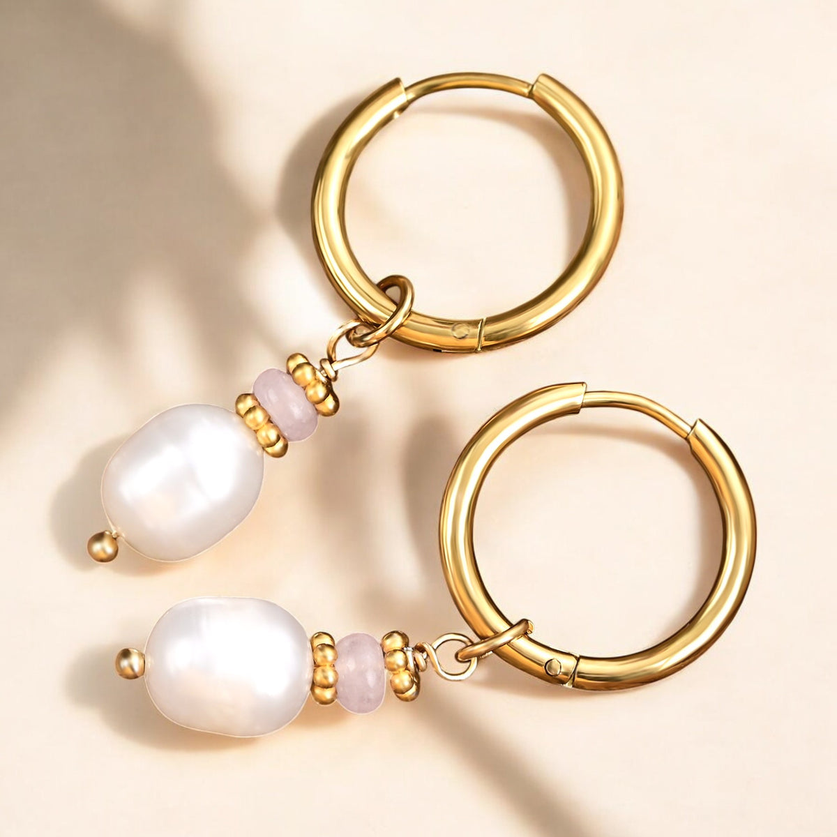 Creolen „Golden Grace“ aus Perlen und Achat