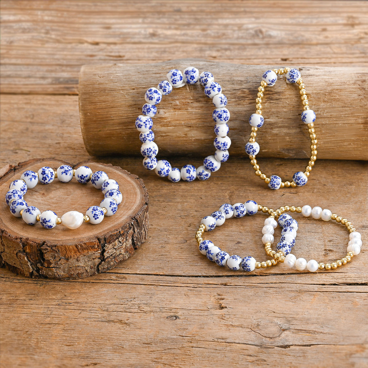 Azurblüte Perlenarmband