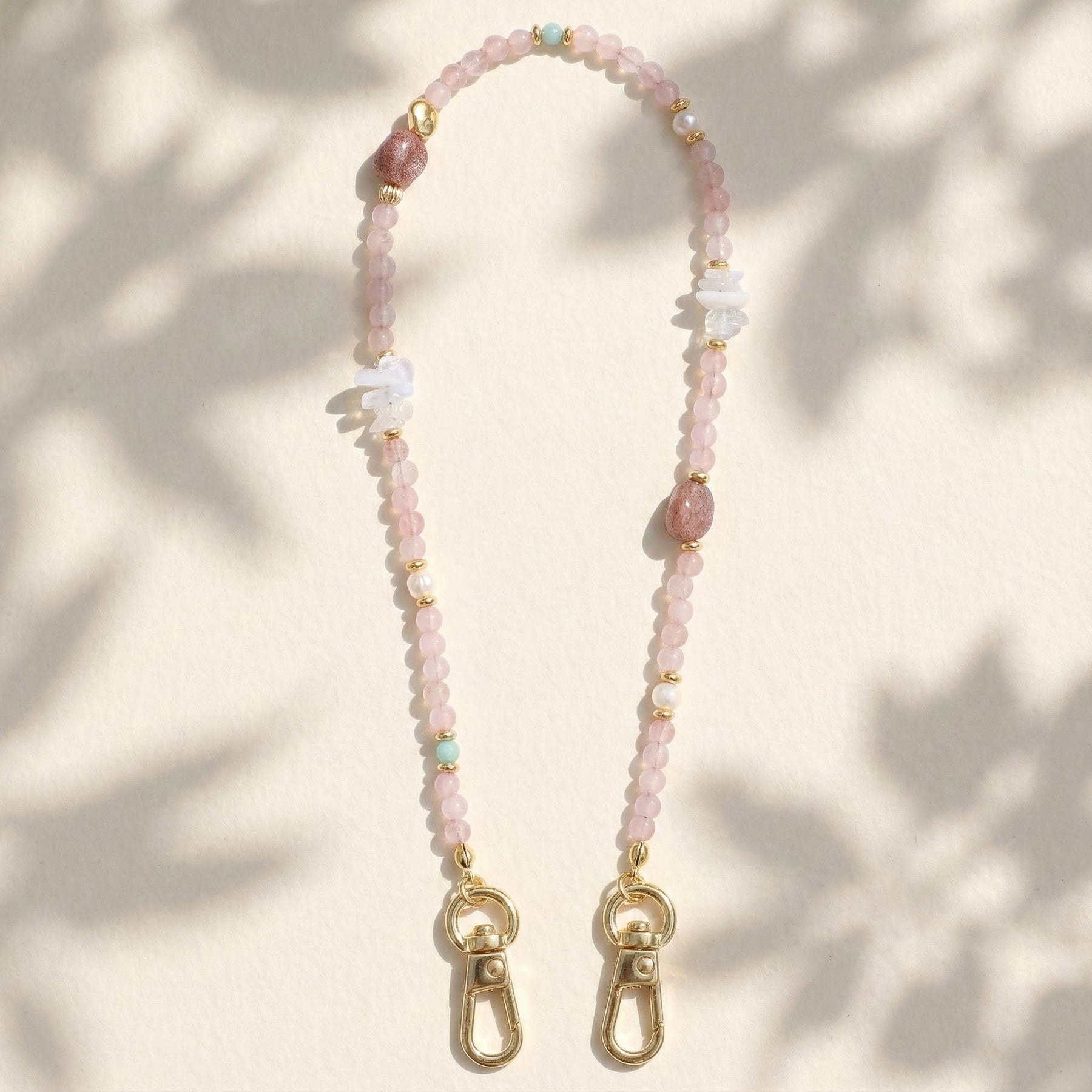 Rosenquarz Charm Telefonkette