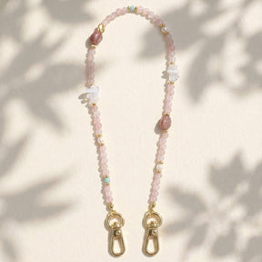 Rosenquarz Charm Telefonkette