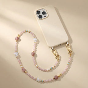 Rosenquarz Charm Telefonkette