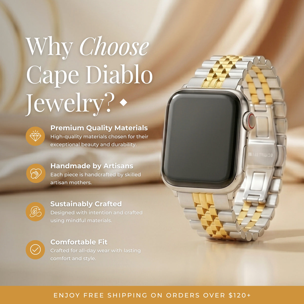 Goldenes gewebtes Luxusarmband für Apple Watch