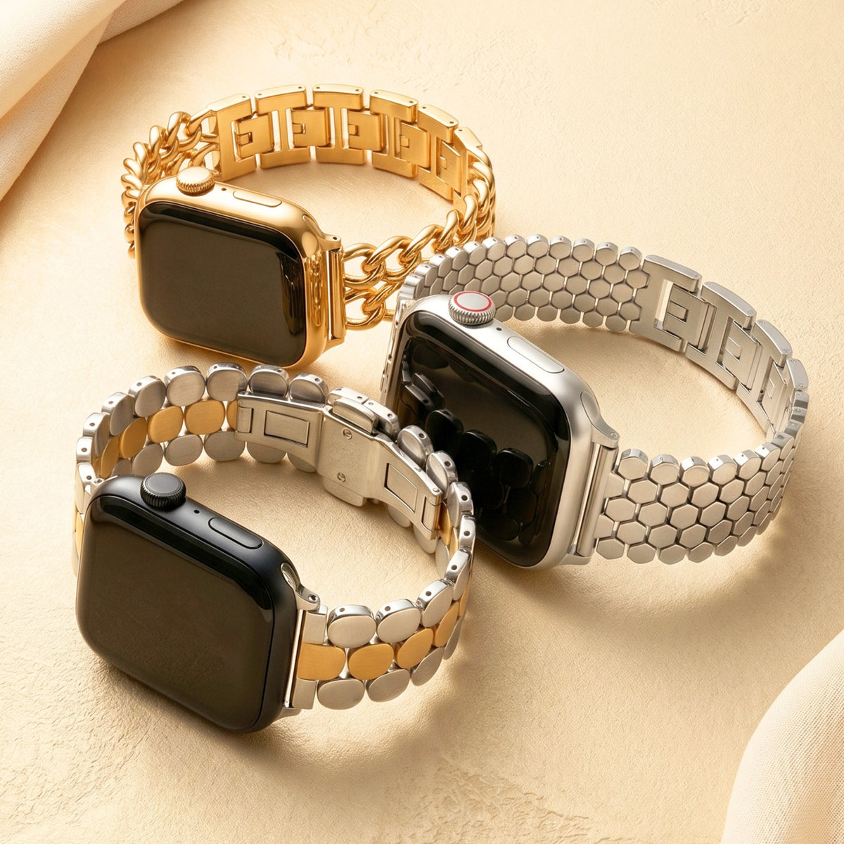 Goldenes gewebtes Luxusarmband für Apple Watch