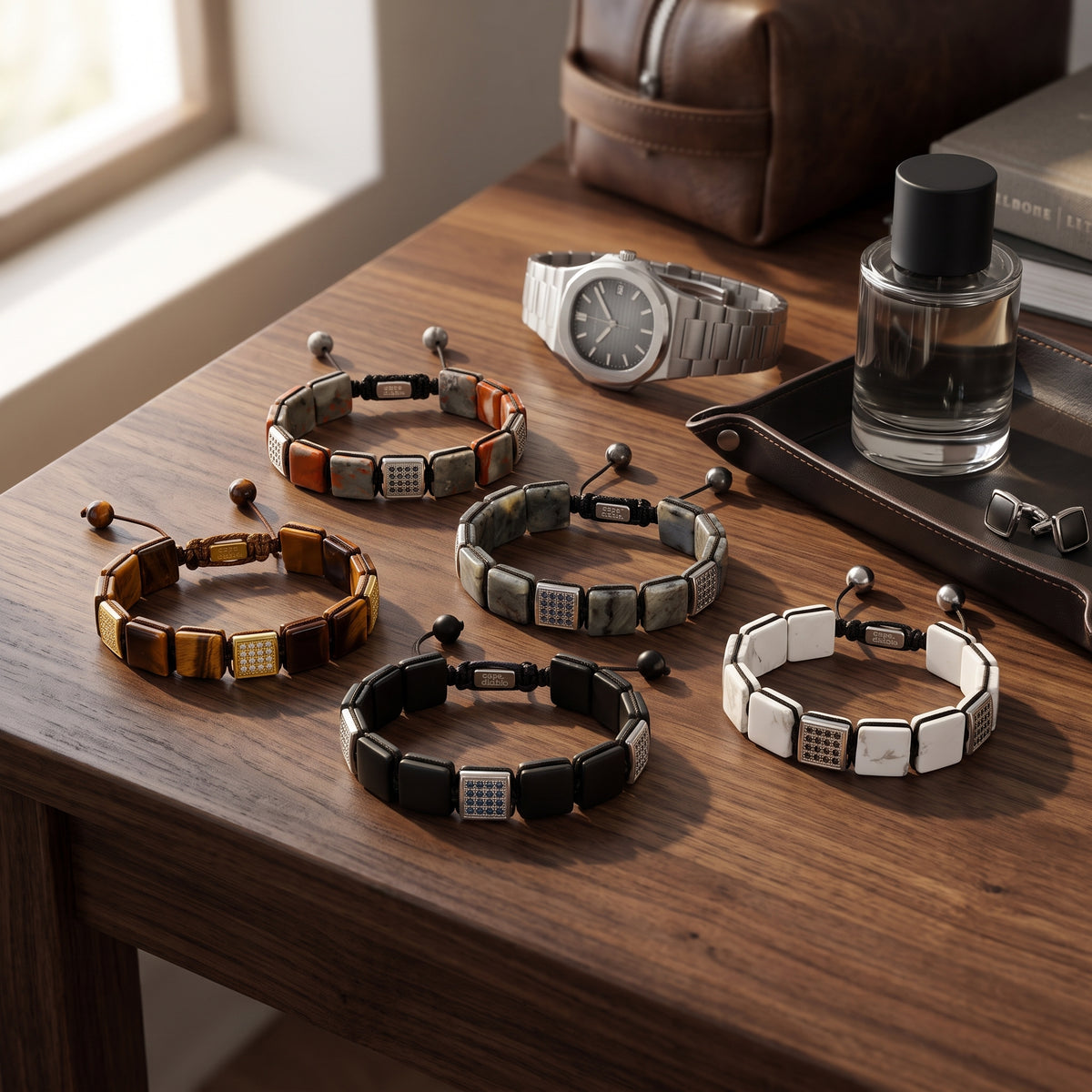Herren Weiß Türkis Armband