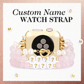 Benutzerdefiniertes Namens-Rosenquarz-Stretch-Apple Watch-Armband