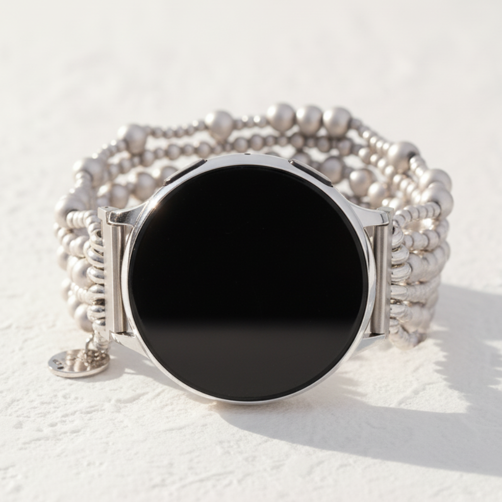 Platinum Demure Stretch Apple Watch Armband