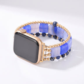 Desert Flame Karneol-Armband für Apple Watch, elastisch, Silber