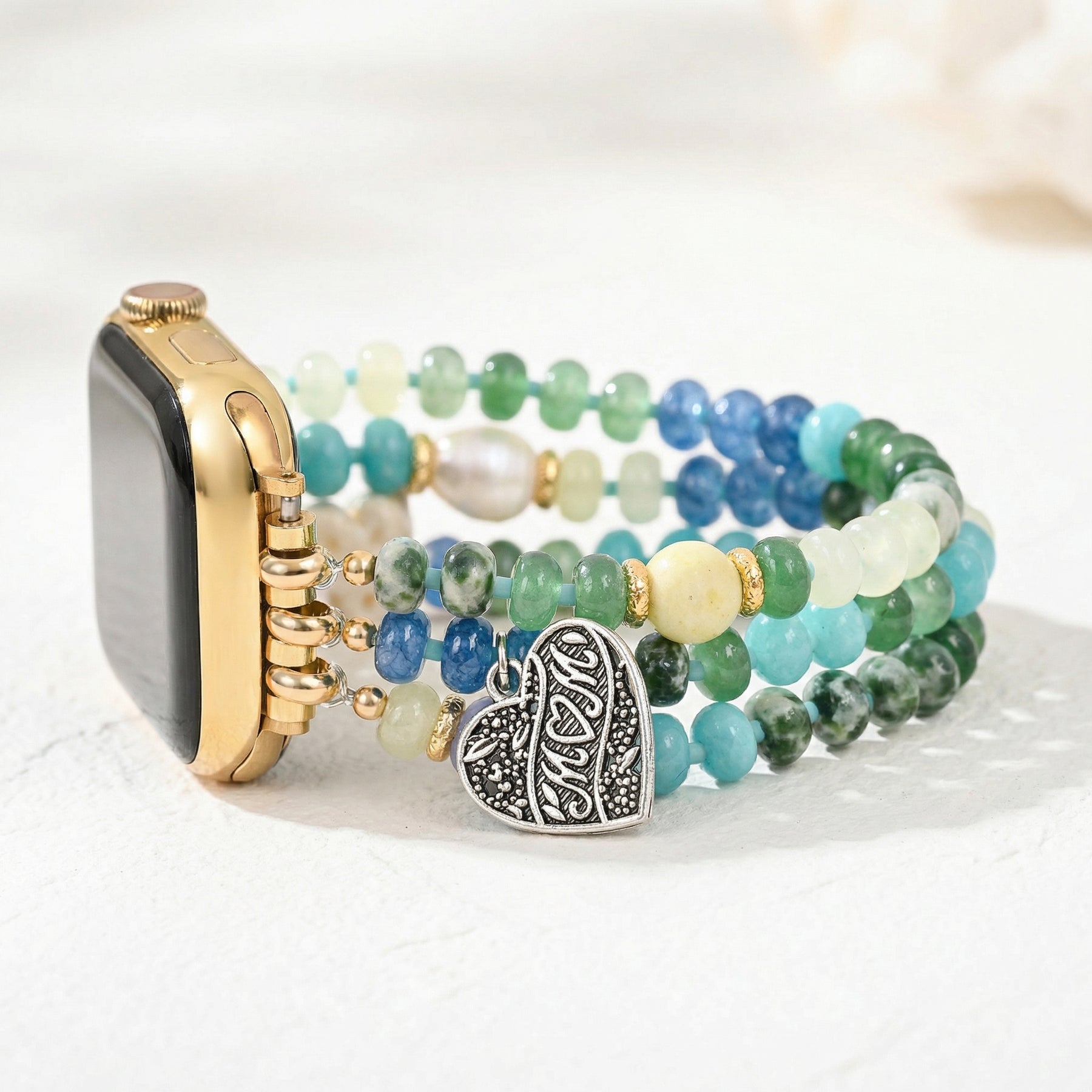 Jade Pearl Love MOM Stretch Apple Watch Armband