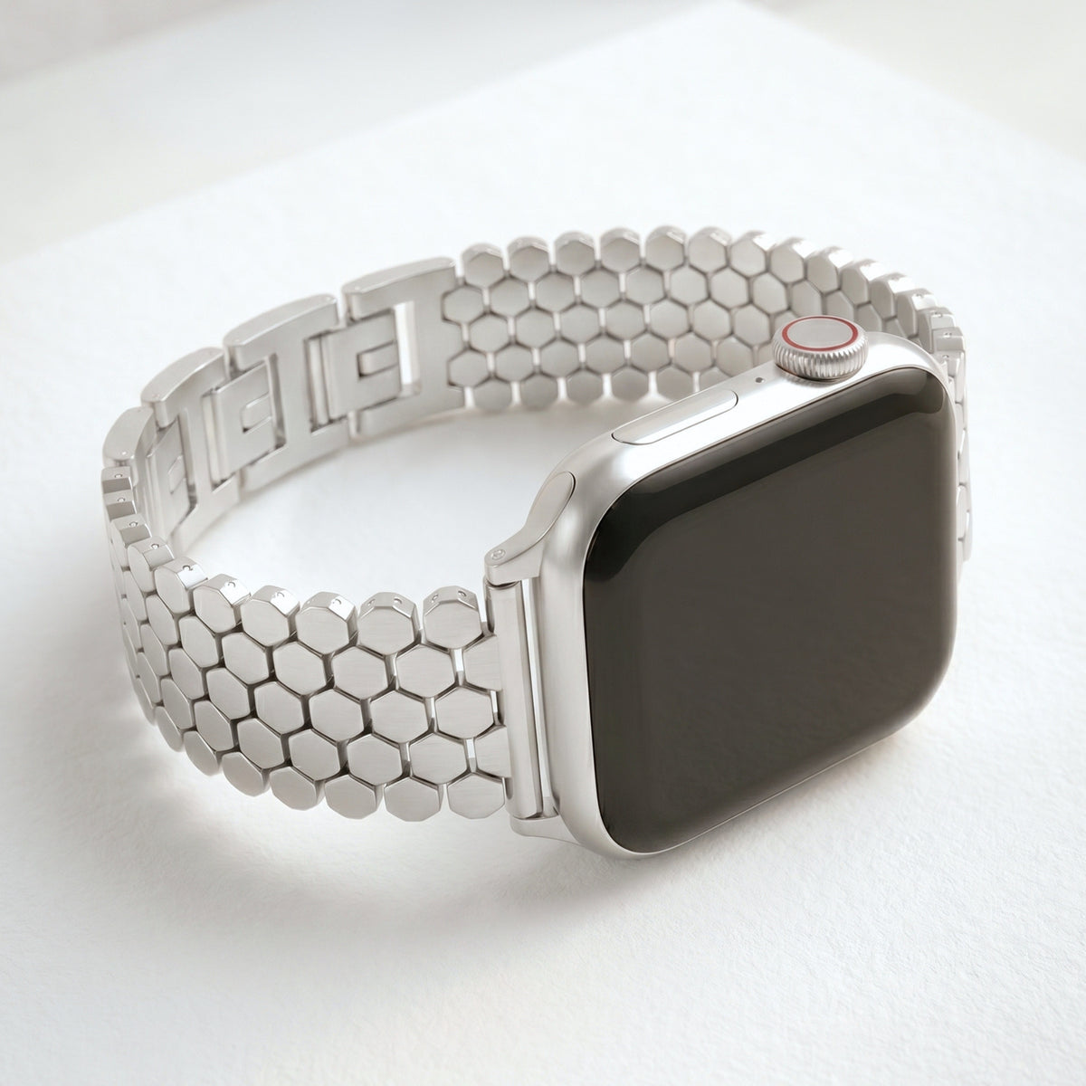 Silbernes Honeycomb Luxusarmband für Apple Watch