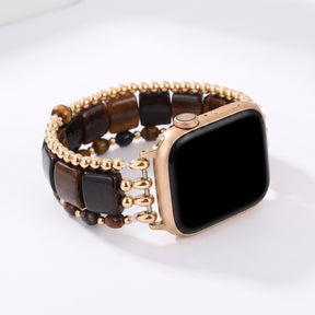 Desert Flame Karneol-Armband für Apple Watch, elastisch, Silber