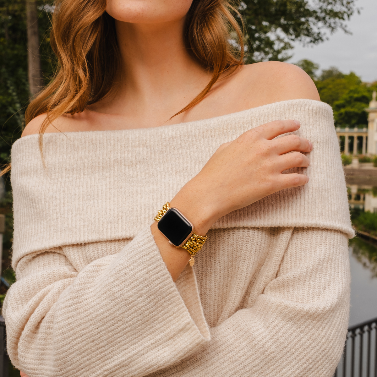 Goldenes Demure Stretch-Armband für Apple Watch