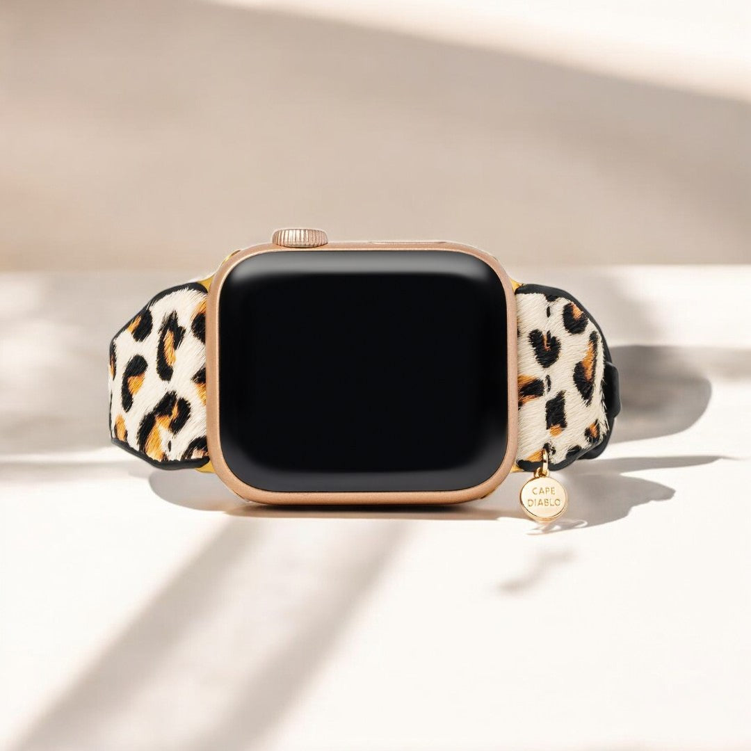 Elfenbeinfarbener Katzenleder Apple Uhrenarmband