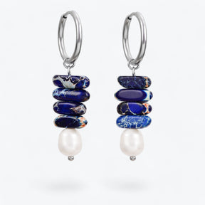 Ozean Glück Perle & Lapislazuli Jasper Ohrringe