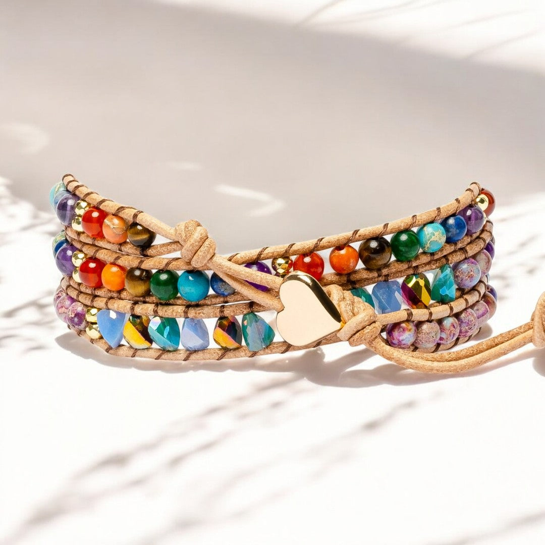 Chakra-Liebe Regenbogen Wickelarmband