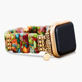 Schickes Stretch-Armband Apple Watch mit Blumenmotiv