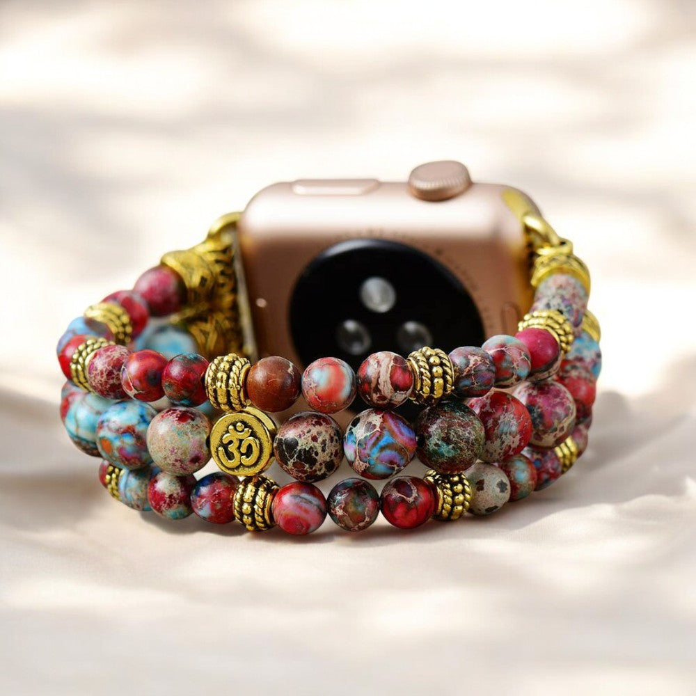 Crimson Jasper Stretch Apple Watch Armband