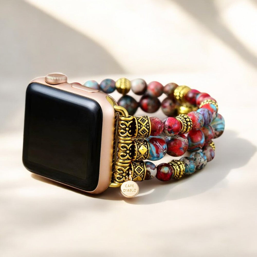 Crimson Jasper Stretch Apple Watch Armband