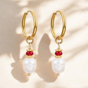 Golden Grace Perlen- & Jade-Achat-Creolen