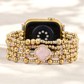 Verzaubertes Rosenquarz Eleganz Stretch Apple Watch Armband