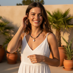 Achat Perlenanhänger Halskette