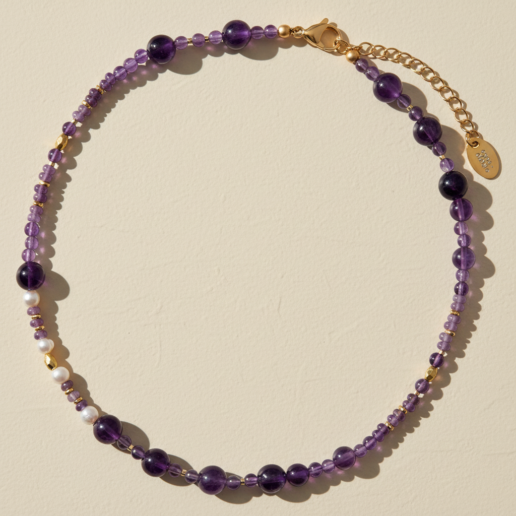Amethyst- und Perlen-Harmonie-Halskette