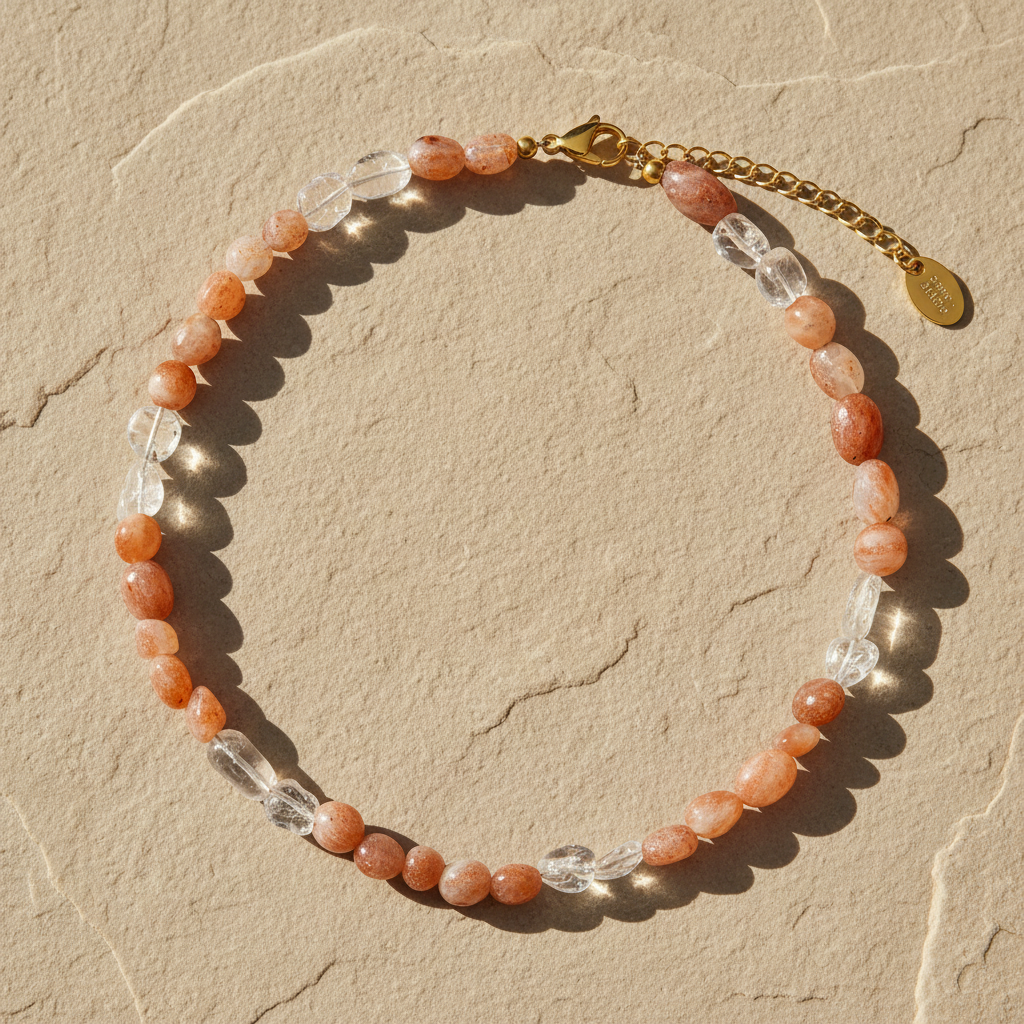 Sunstone- und Quarz-Harmonie-Halskette