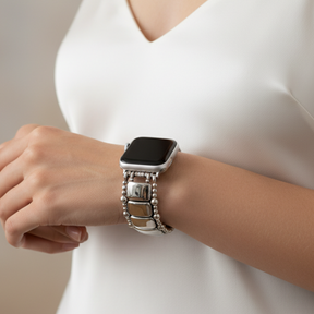 Platin-Schwarz Elastisches Apple Watch Armband