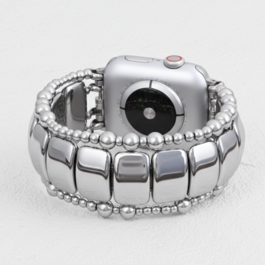 Platin-Schwarz Elastisches Apple Watch Armband