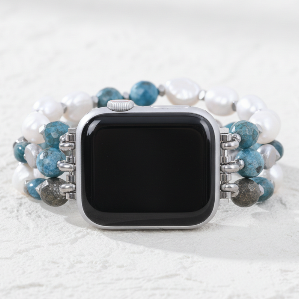 Platin-Schwarz Elastisches Apple Watch Armband