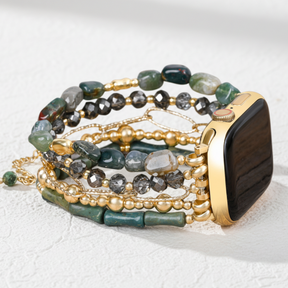 Goldenes grünes dehnbares Apple Watch Armband