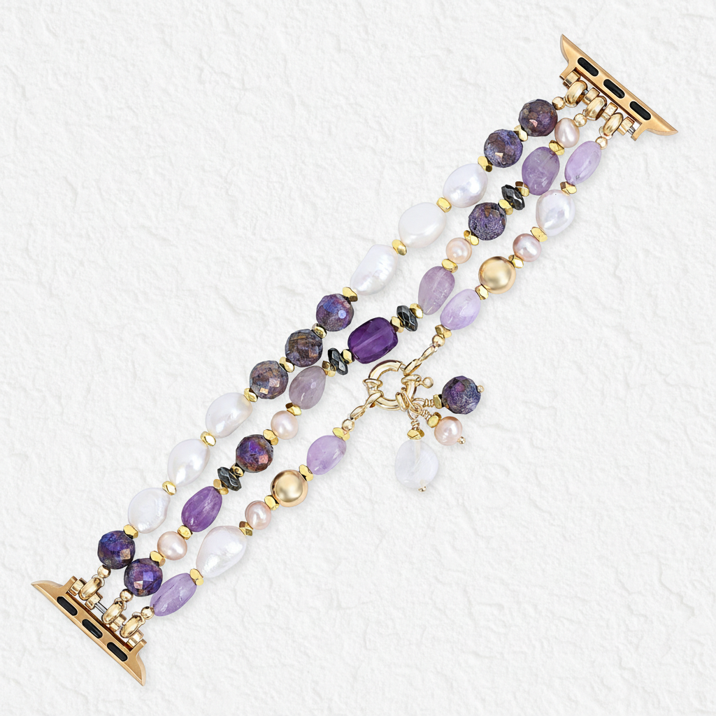 Amethyst Perlenbüschel Dehnbares Apple Watch Armband
