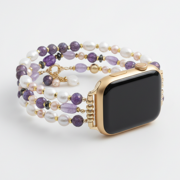 Amethyst Perlenbüschel Dehnbares Apple Watch Armband