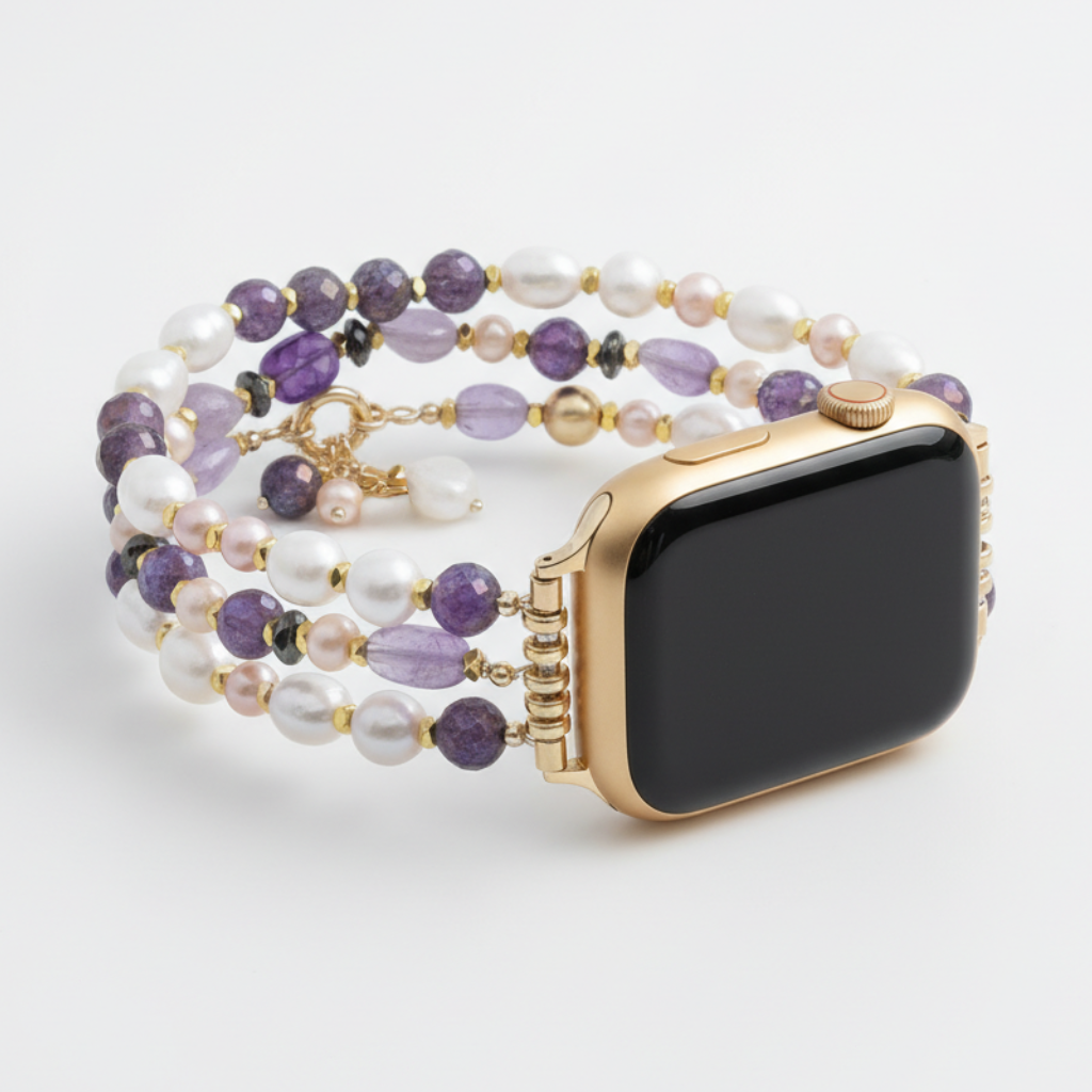 Amethyst Perlenbüschel Dehnbares Apple Watch Armband