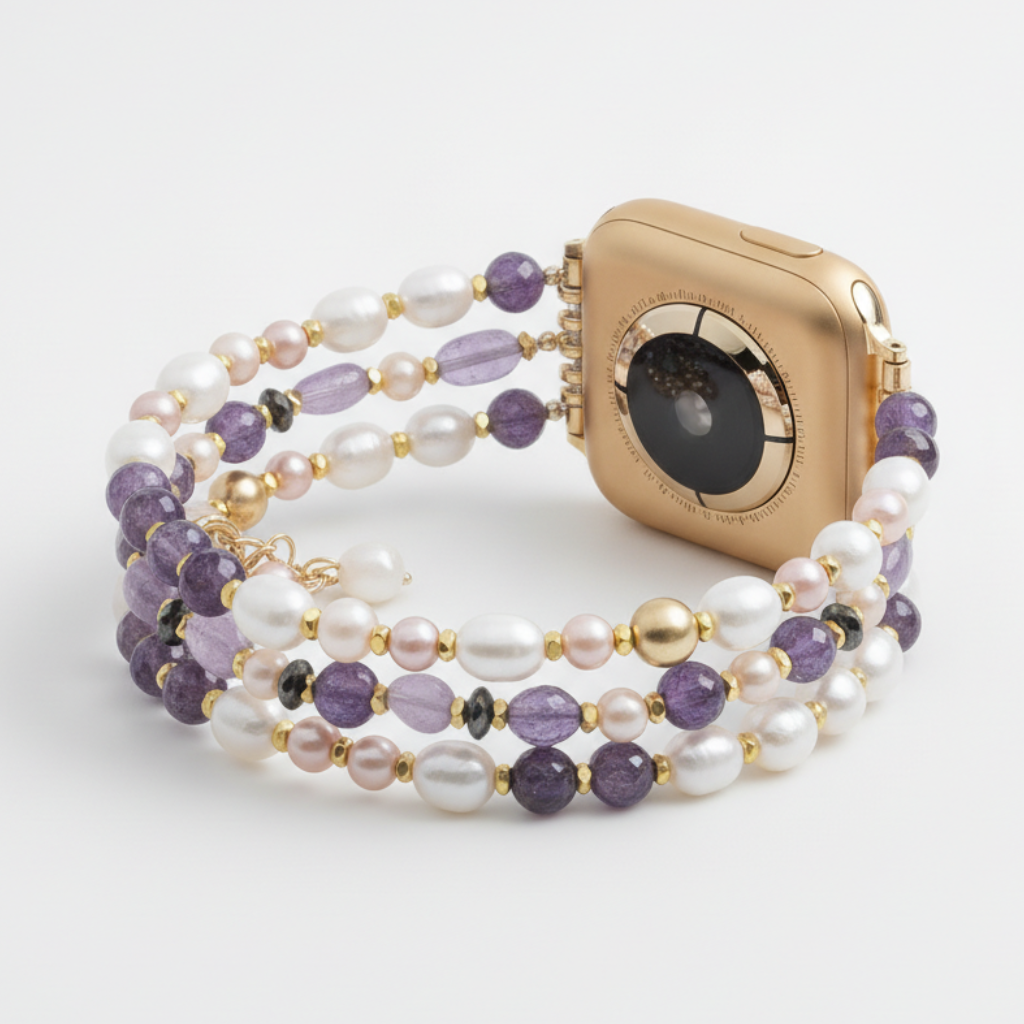Amethyst Perlenbüschel Dehnbares Apple Watch Armband