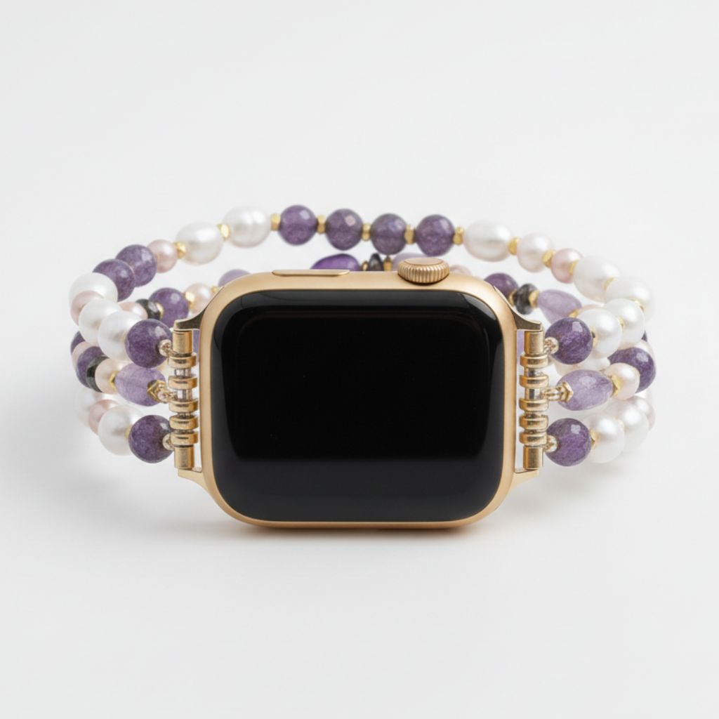 Amethyst Perlenbüschel Dehnbares Apple Watch Armband