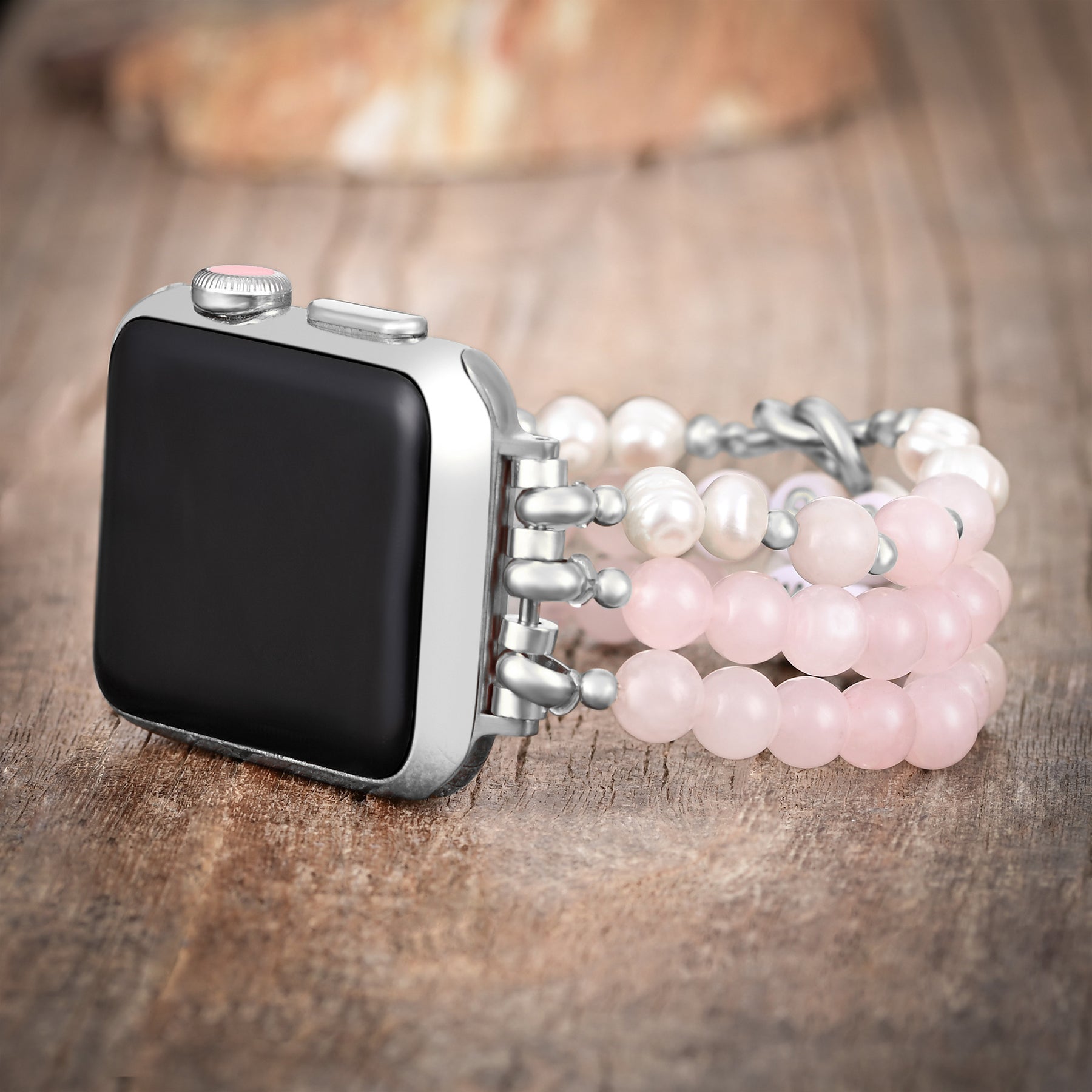 Stretch-Armband Apple Watch Motherly Love“ aus Rosenquarz