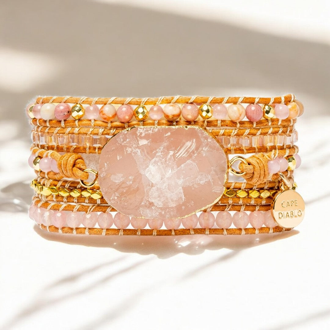Goldenes Rosenquarz-Armband