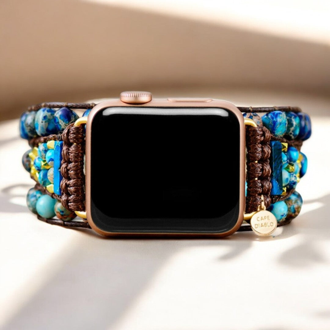 Elegantes Blaues Jaspis Apple Watch Armband