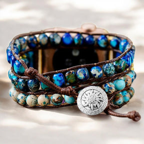 Elegantes Blaues Jaspis Apple Watch Armband
