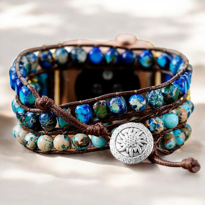 Elegantes Blaues Jaspis Apple Watch Armband