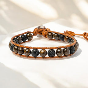 Herren Armband aus Bronzit & Lava