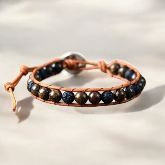 Herren Armband aus Bronzit & Lava