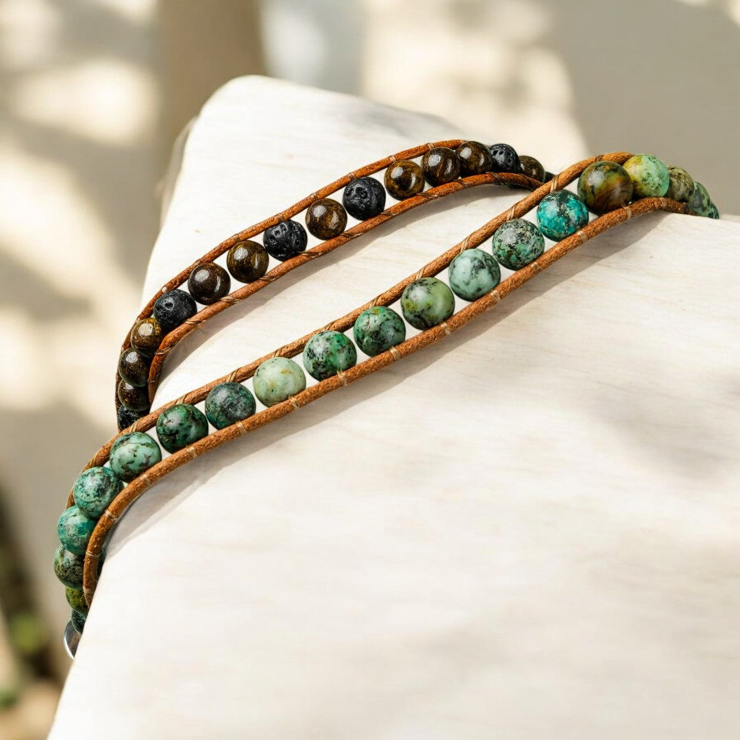 Herren Armband aus Bronzit & Lava