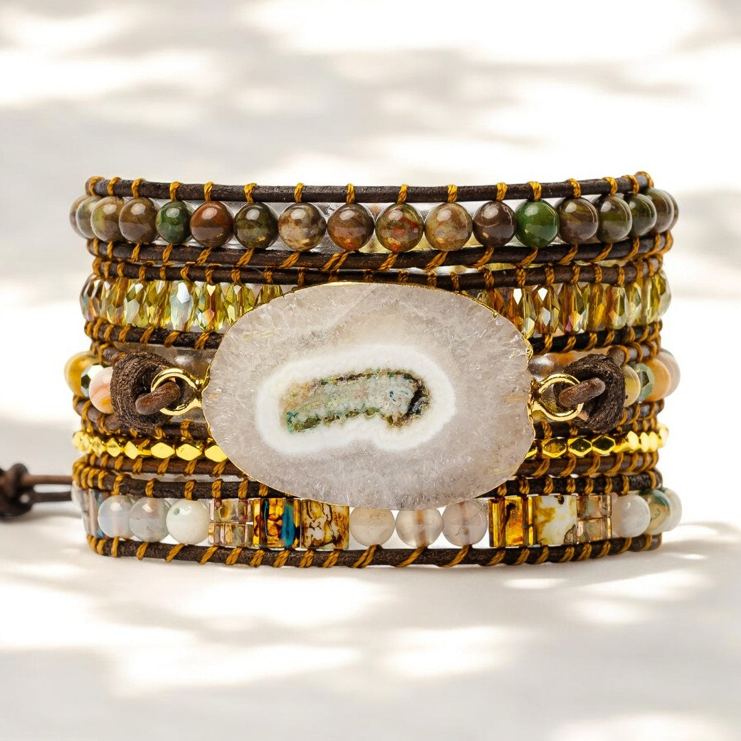 Mondscheingöttin Achat Wickelarmband