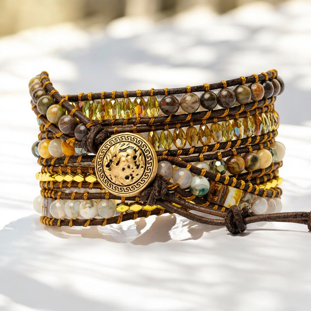 Mondscheingöttin Achat Wickelarmband