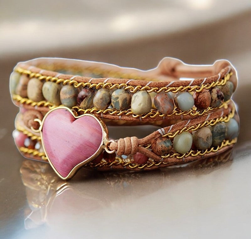 Rhodonit Liebesschutz Wickelarmband