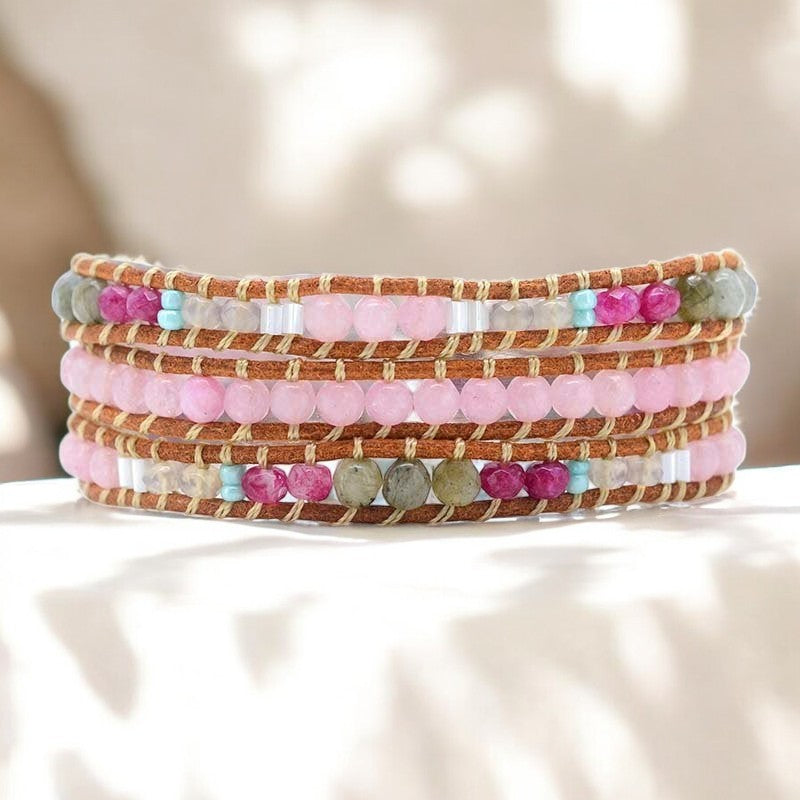 Rosenquarz Wickelarmband