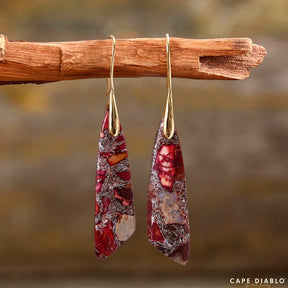 Antique Red Regalite Hook Earrings - Cape Diablo